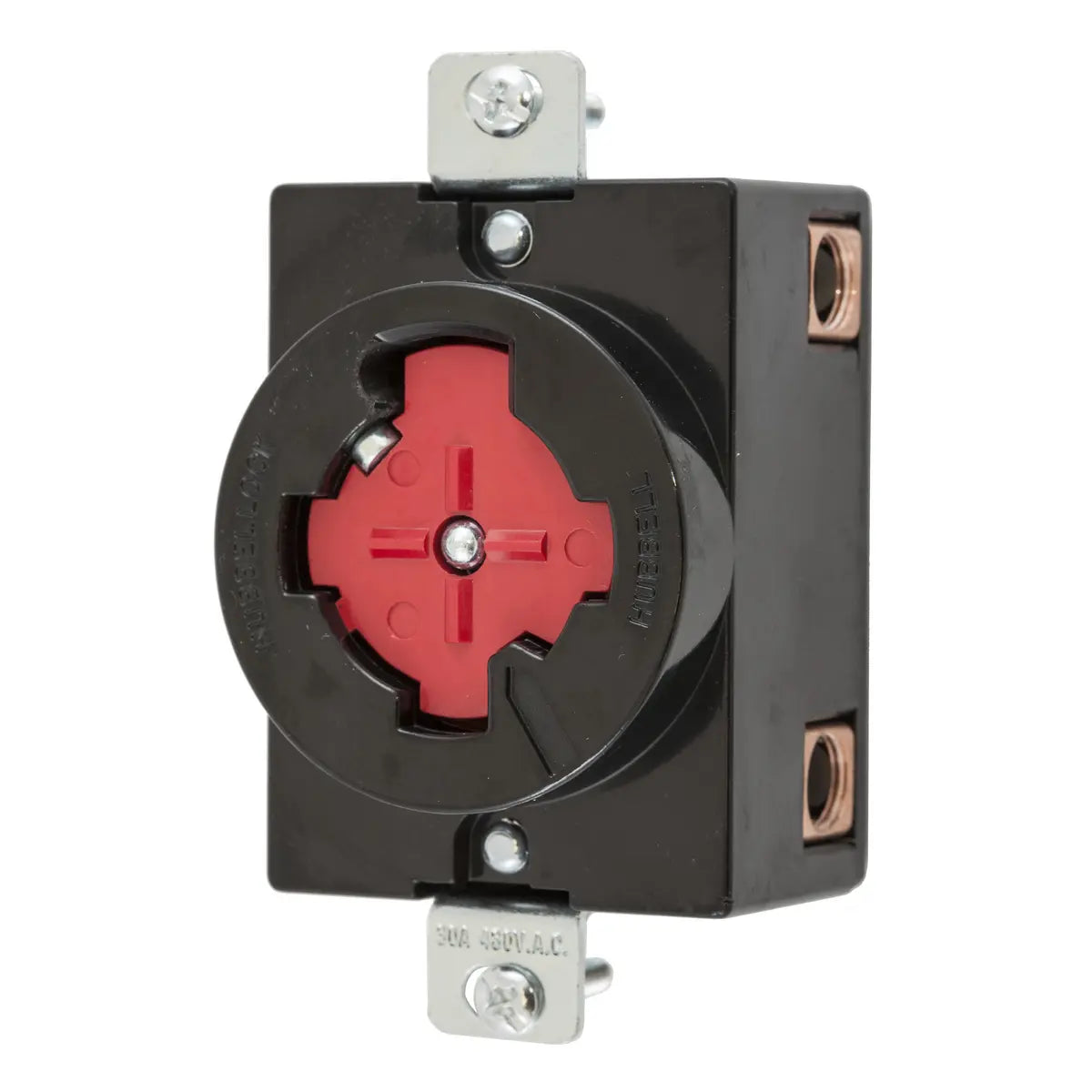 HBL20443 - Hubbell Wiring Device-Kellems - 30A 3-Phase Delta 480V AC 3-Pole 4-Wire Grounding Hubbellock Device with Flush Receptacle