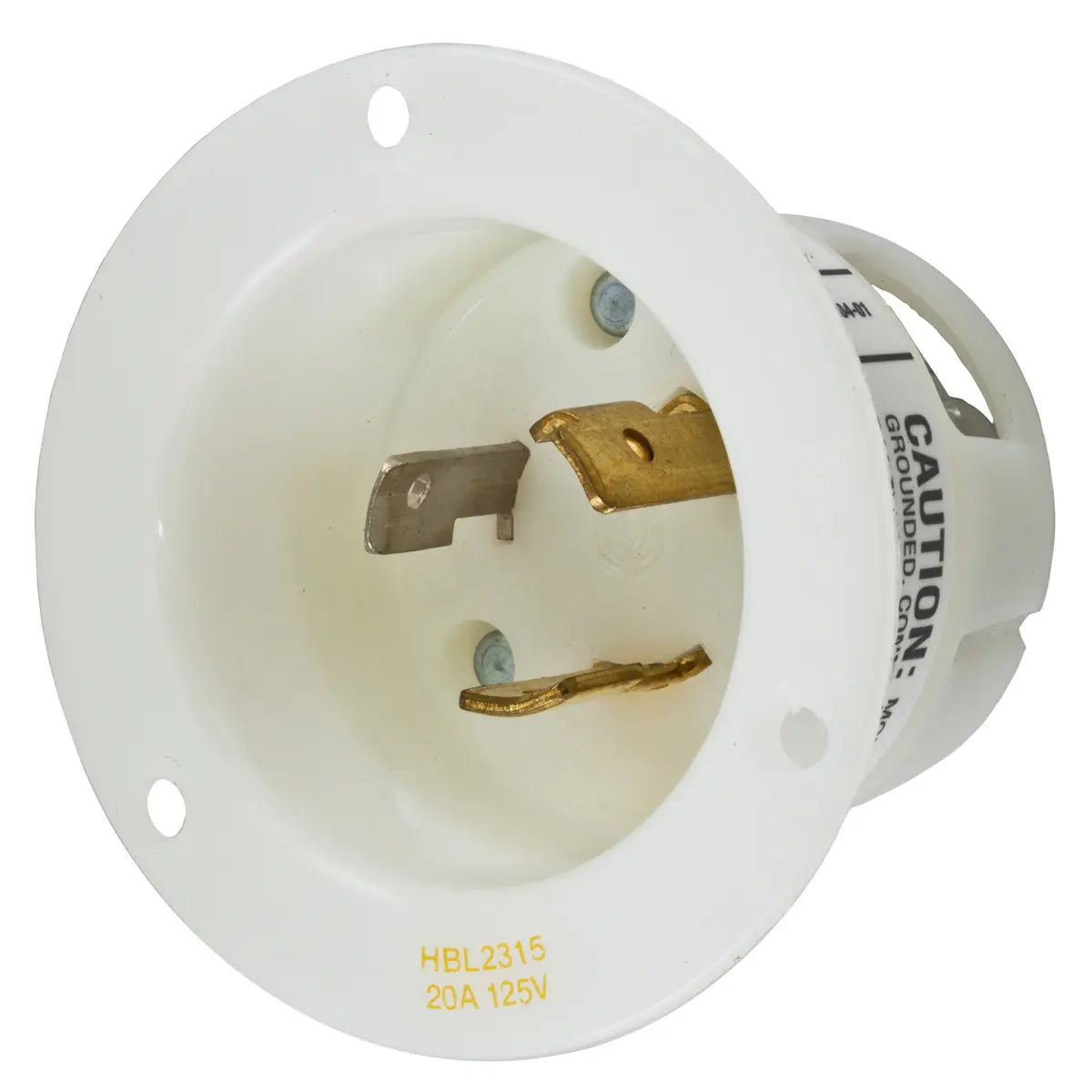 HBL2315 - Hubbell Wiring Device-Kellems - 20A 125V 2-Pole 3-Wire Grounding Twist-Lock Device with Flanged Inlet
