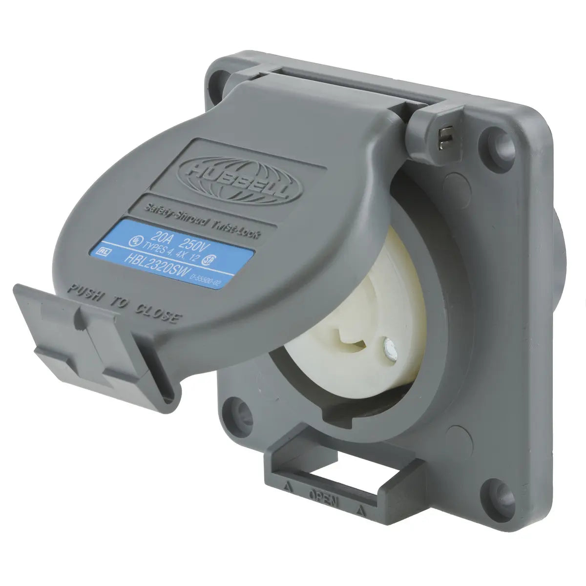 HBL2320SW - Hubbell Wiring Device-Kellems - 20A 250V 2-Pole 3-Wire Grounding Twist-Lock Device with Receptacle