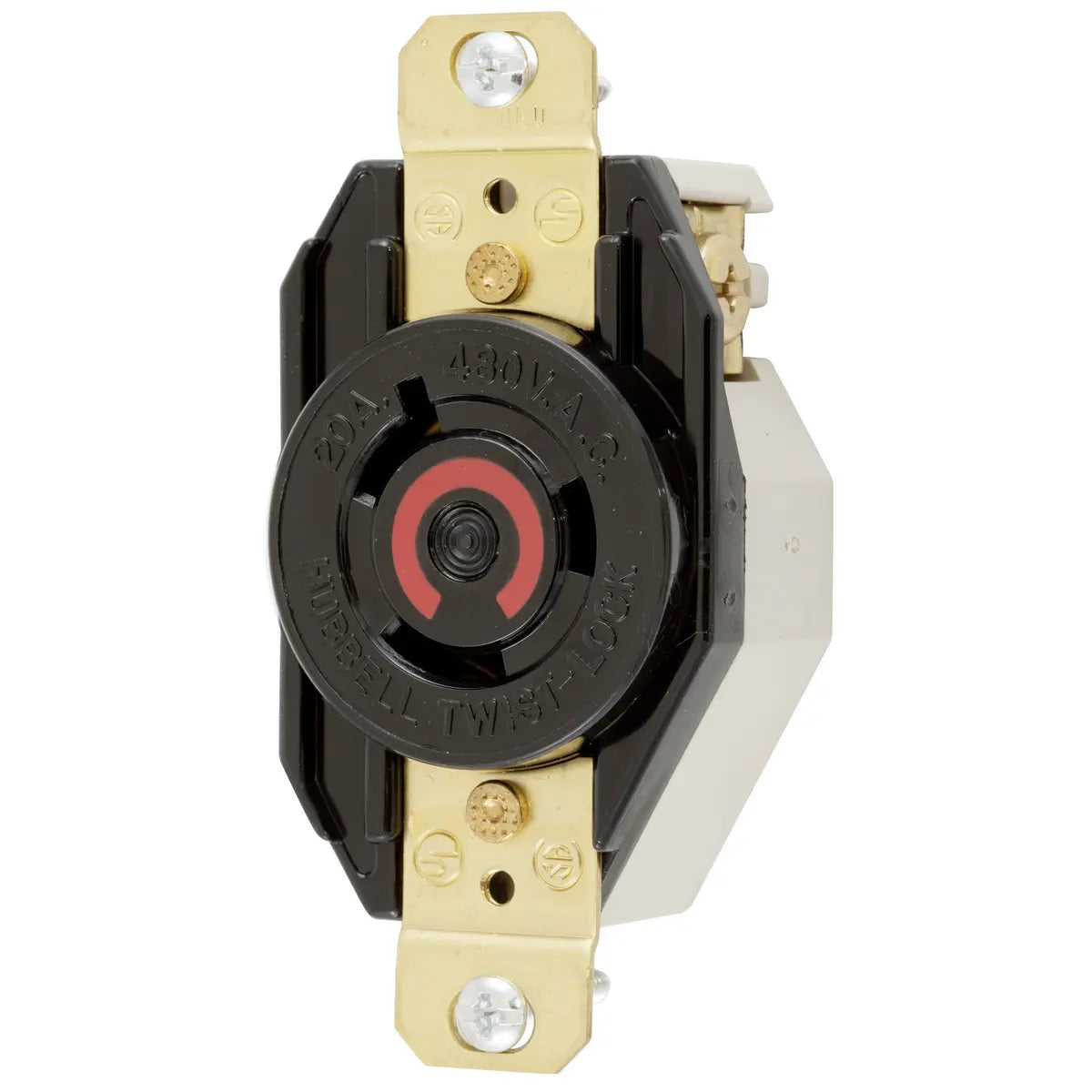 HBL2340 - Hubbell Wiring Device-Kellems - 20A 480V AC 2-Pole 3-Wire Grounding Twist-Lock Flush Receptacle