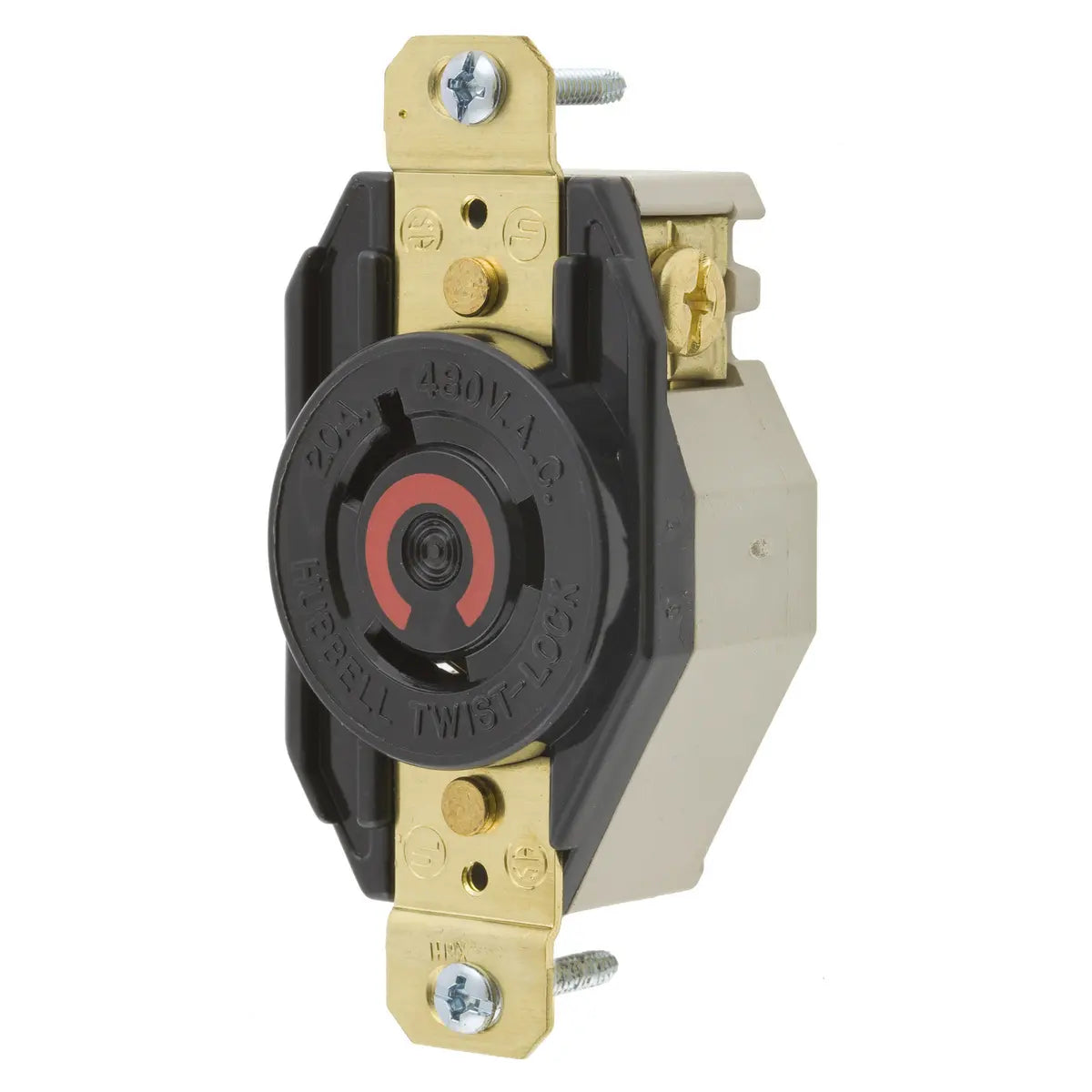 HBL2340 - Hubbell Wiring Device-Kellems - 20A 480V AC 2-Pole 3-Wire Grounding Twist-Lock Flush Receptacle