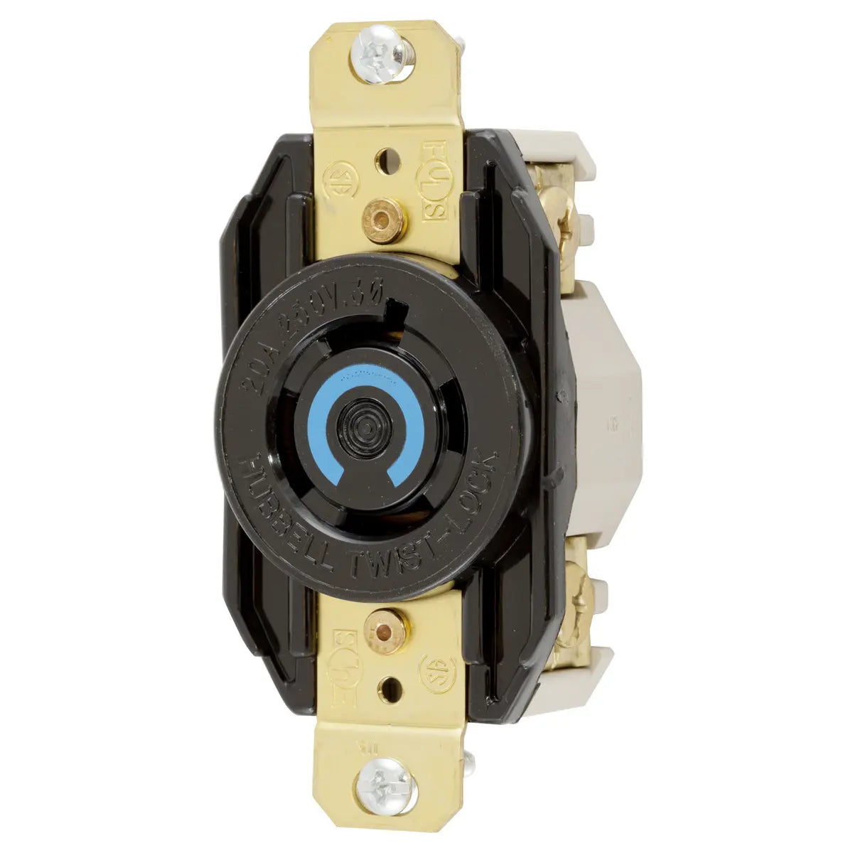HBL2420 - Hubbell Wiring Device-Kellems - 20A 3-Phase Delta 250V AC 3-Pole 4-Wire Grounding Twist-Lock Flush Mount Receptacle