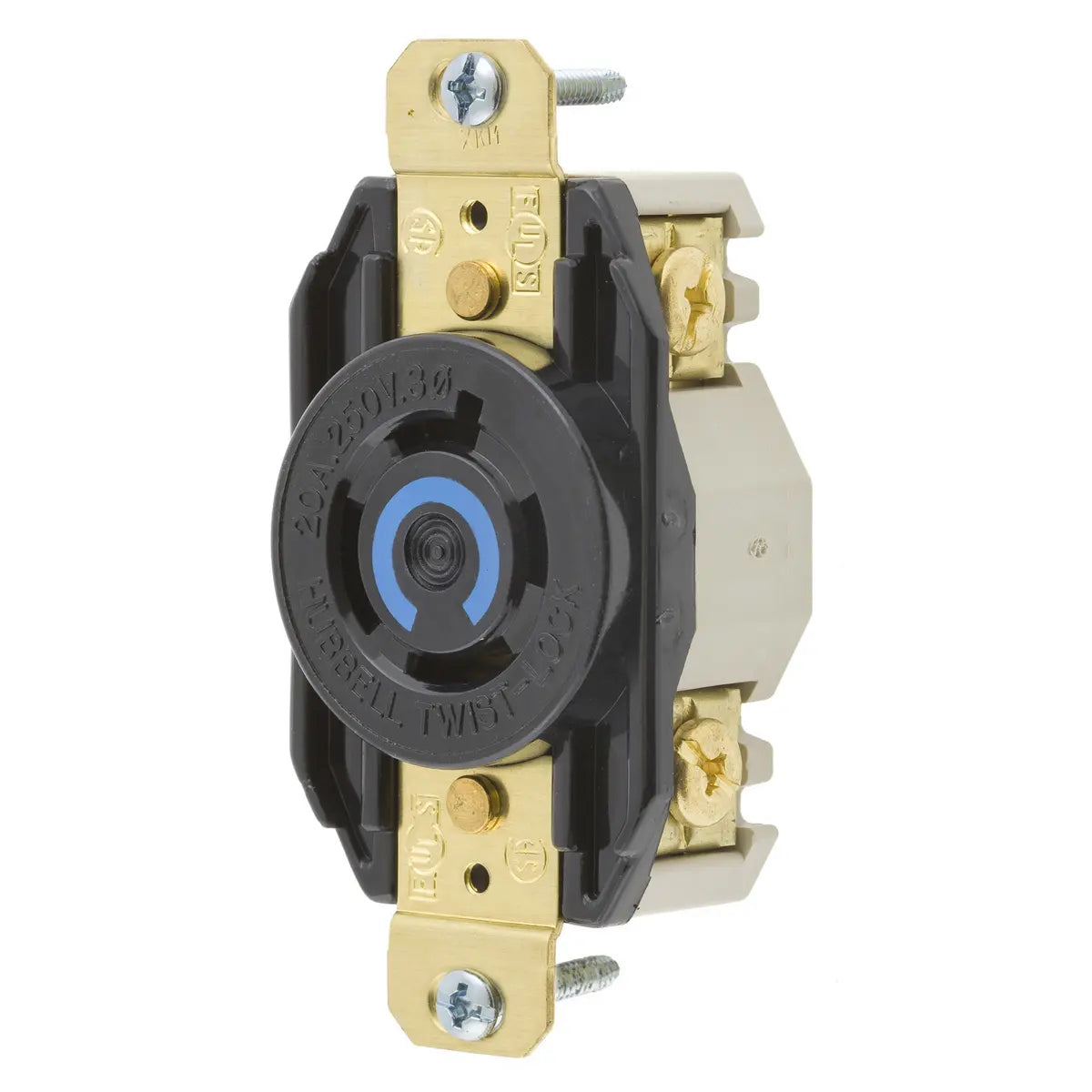 HBL2420 - Hubbell Wiring Device-Kellems - 20A 3-Phase Delta 250V AC 3-Pole 4-Wire Grounding Twist-Lock Flush Mount Receptacle