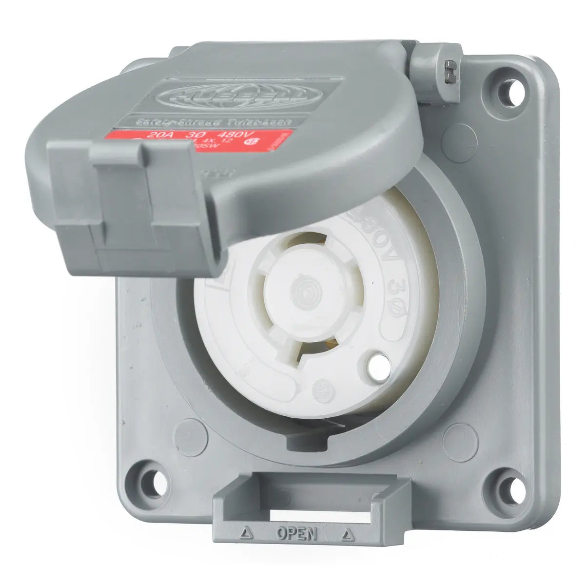 HBL2430SW - Hubbell Wiring Device-Kellems - 20A 3-Phase Delta 480V AC 3-Pole 4-Wire Grounding Twist-Lock Device