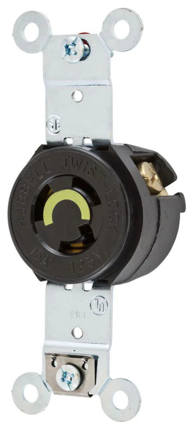 HBL4710 - Hubbell Wiring Device-Kellems 15A 125V 2 Pole 3 Wire Flanged Inlet White