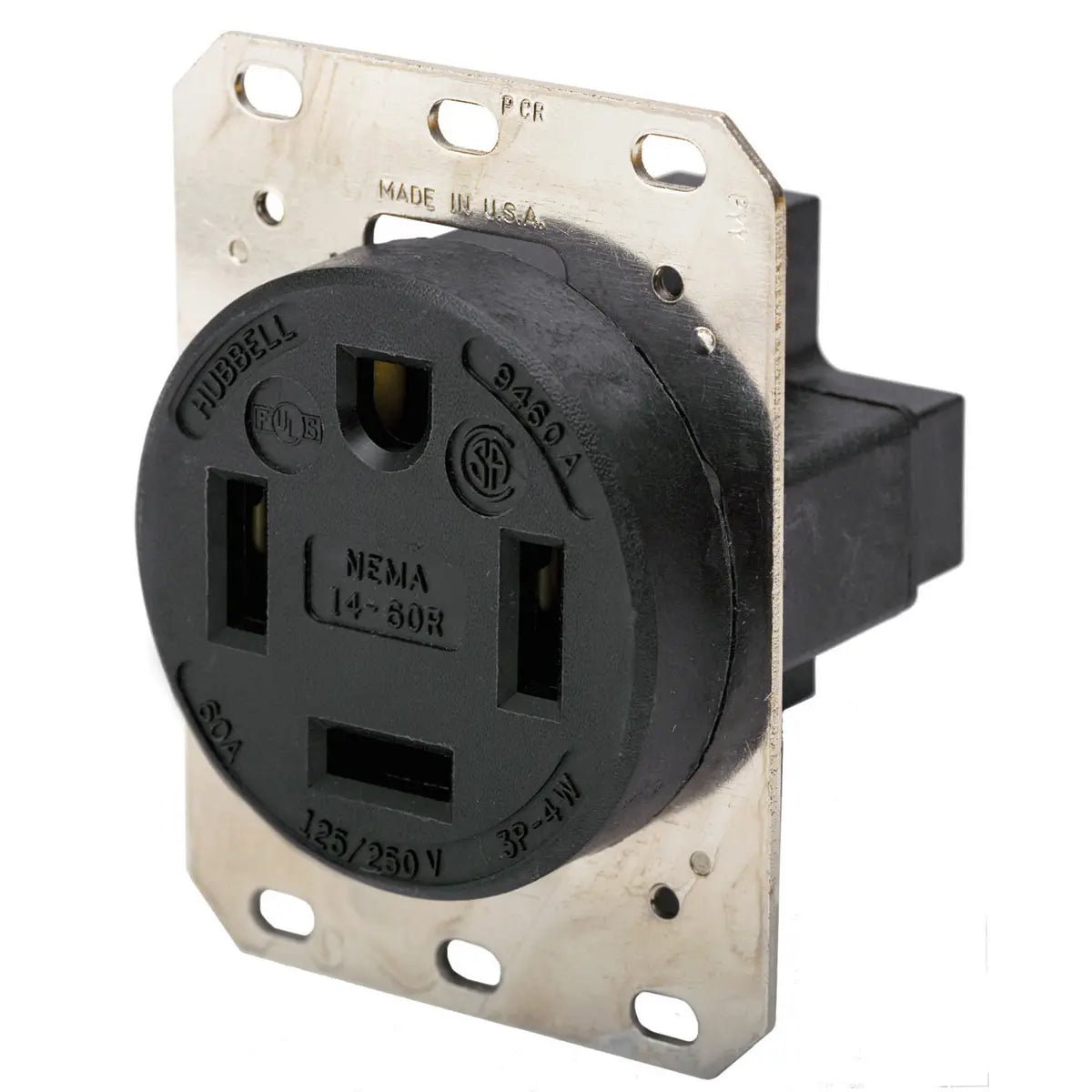 HBL9460A - Hubbell Wiring Device-Kellems 60A 125/250V 3 Pole 4 Wire Receptacle Straight Blade Devices