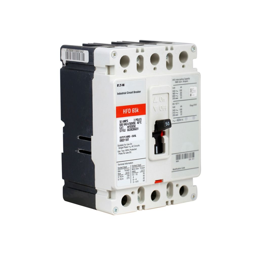 HFD3100L - Eaton Cutler Hammer - 100A 600VAC Three-Pole Molded Case Circuit Breakers
