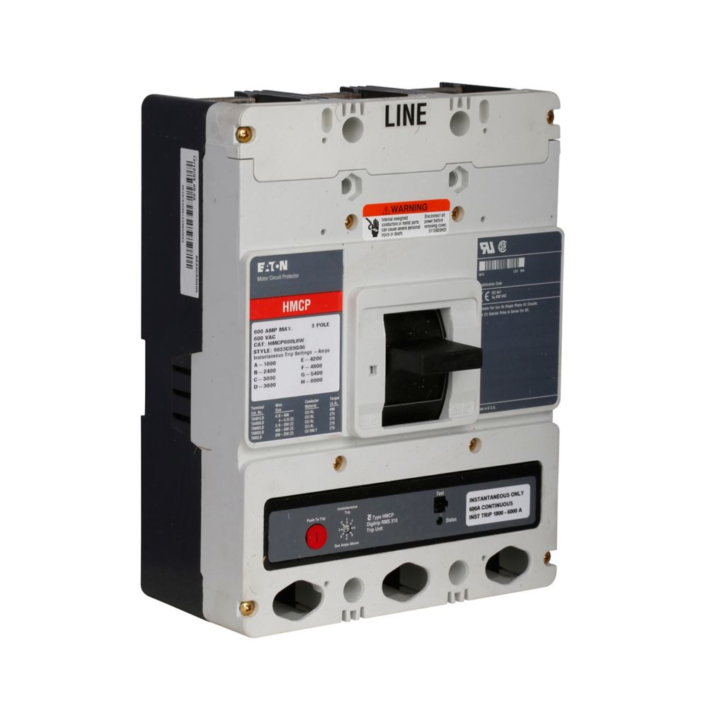 HMCP600L6W - Eaton Cutler Hammer - 600A Three-Pole Motor Circuit Protector