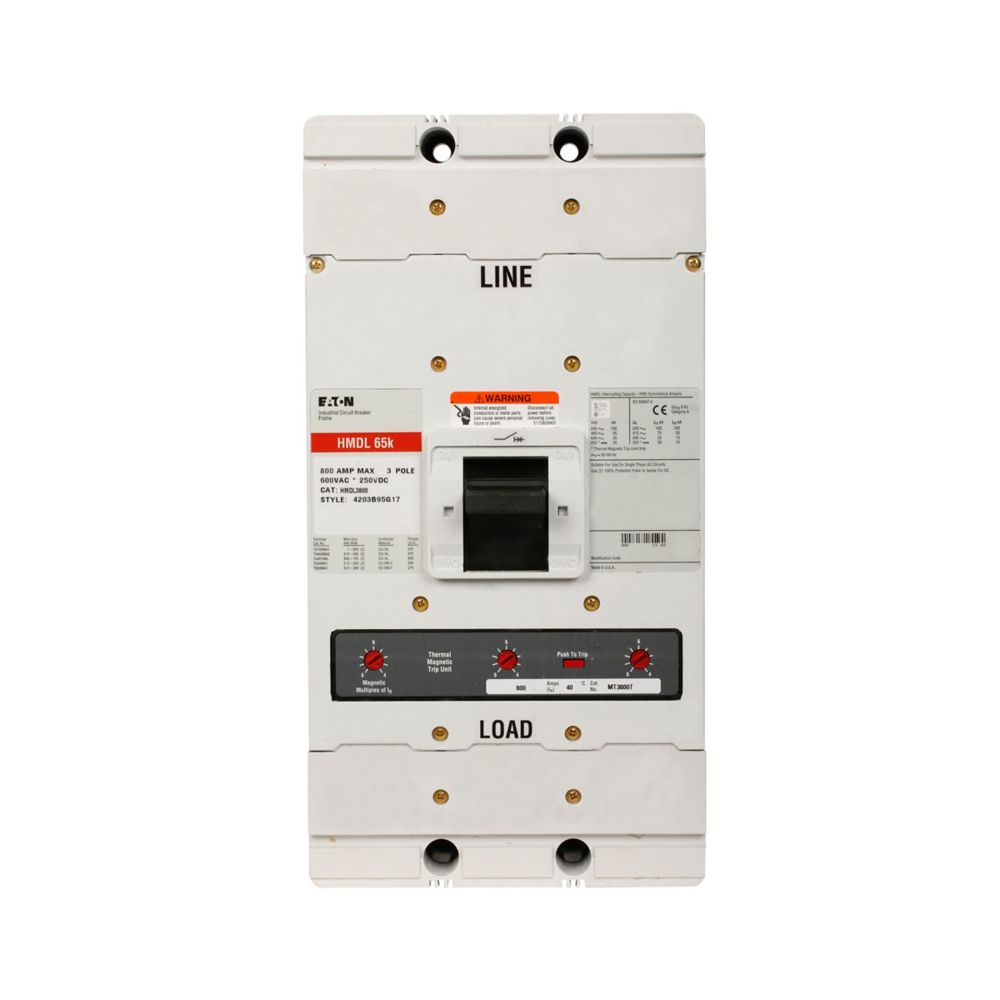 HMDL3800 - Eaton Cutler Hammer - 800A Three-Pole Circuit Breakers
