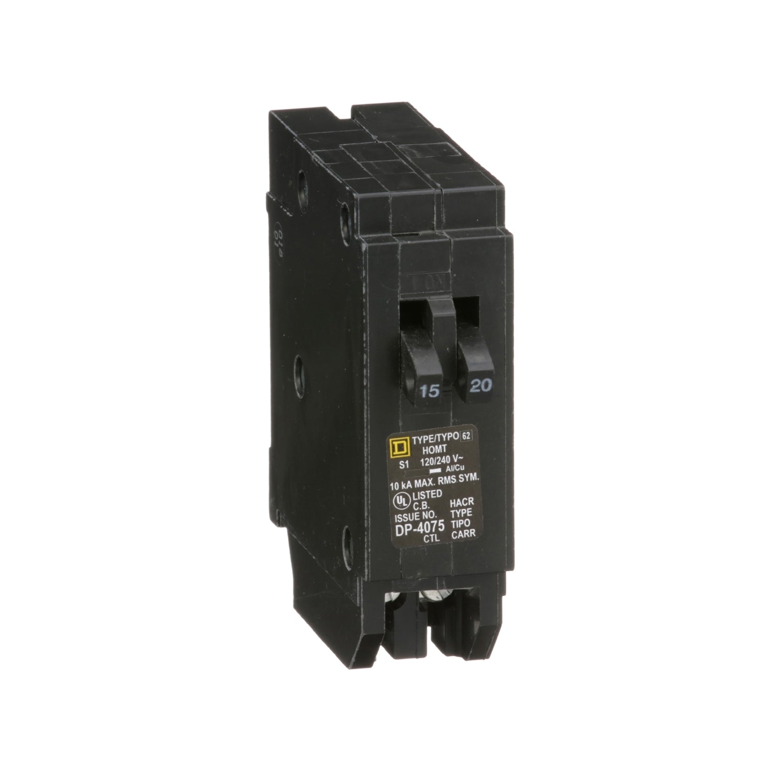 HOMT1520 - Schneider Electric - Plug-In 15/20 Amp 1 Pole 120 Volt Square D Homeline Tandem Circuit Breaker