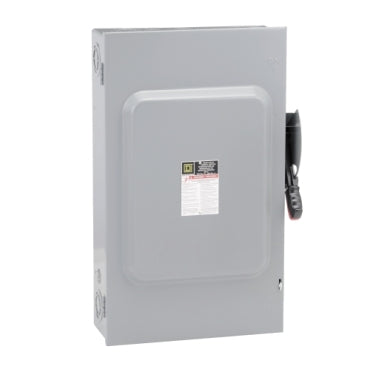 HU364 - Square D - 200A 600VAC DC Heavy Duty Non Fusible Safety Switch 3 Wire 3 Pole 150HP NEMA 1