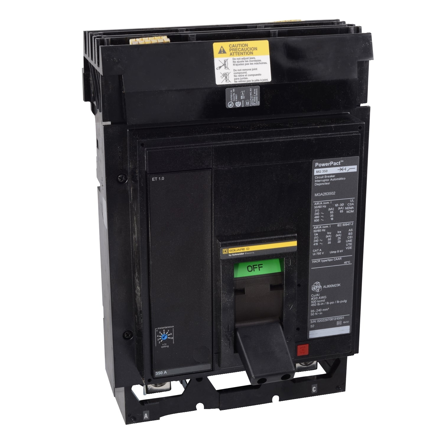 MGA36300 - Square D - Circuit breaker, PowerPacT M, 300A, 3-Pole, 600V, 18kA, I-Line