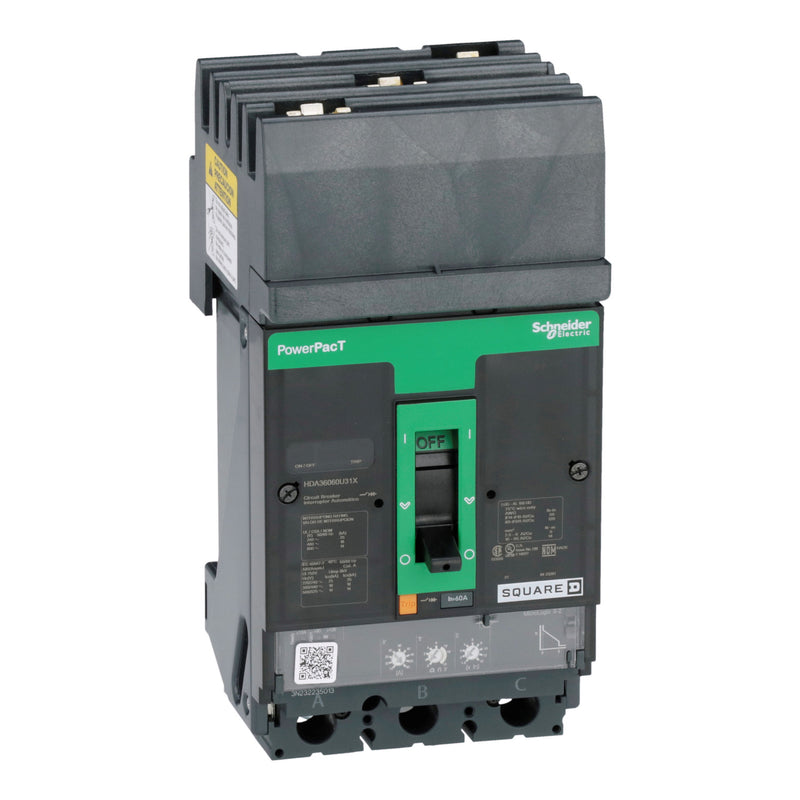 HDA36060U31X - Square D - Circuit breaker, PowerPacT H, 60A, 3-Pole, 600V, 14kA