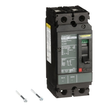 HDL26050 - Square D - Circuit breaker, PowerPacT H, 50A, 2-Pole, 600V, 14kA, lugs, 80%