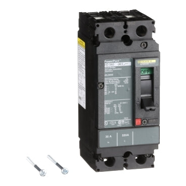 HDL26030 - Square D - Circuit breaker, PowerPacT H, 30A, 2-Pole, 600V, 14kA, lugs, 80%