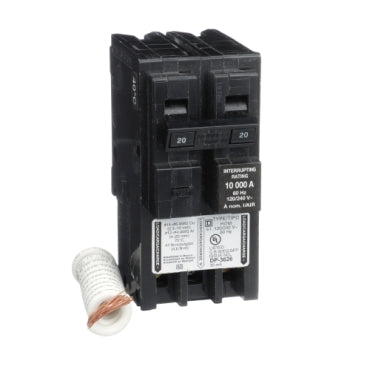 HOM220EPD - Square D - Mini circuit breaker, Homeline, 20A, 2-Pole, 120/240V, 10kA AIR