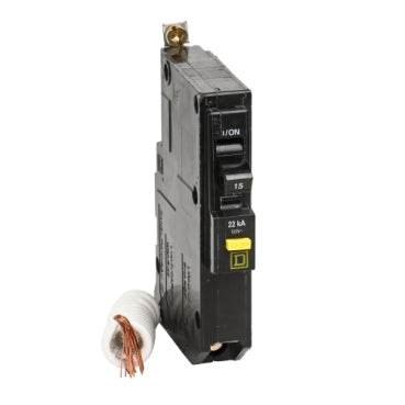 QOB115VHGFI - Square D - Mini circuit breaker, QO, 15A, 1-Pole, 120V, 22kA, bolt on