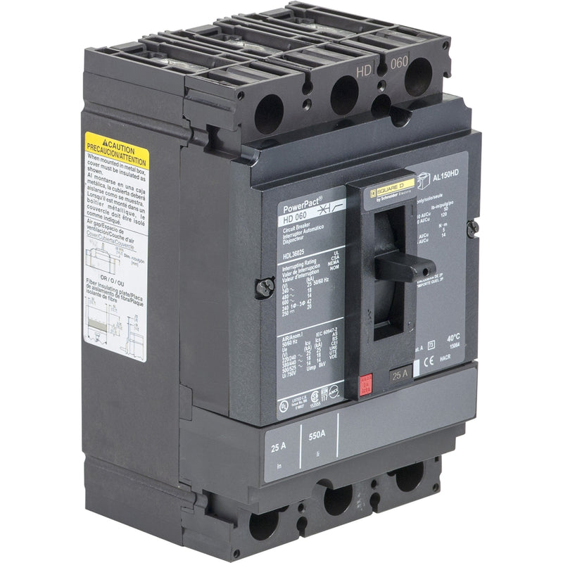 HGL36060U33X - Square D - Circuit breaker, PowerPacT H, 60A, 3-Pole, 600V, 18kA, lugs