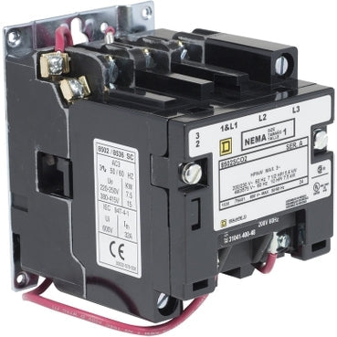 8502SCO2V08 - Square D - NEMA Contactor, Size 1, 27A, 10HP, 3-Pole, 208V, open