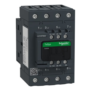 LC1DT80AG7 - Square D - Contactor, TeSys Deca, 4P(4 NO), AC-1, <=440V, 80A, 120V AC