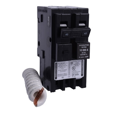 HOM240EPD - Square D -  Homeline 40A 2-Pole 120/240V GFEP Ground Fault Equipment Protection Circuit Breaker, Plug-In, 30mA