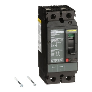 HDL26015 - Square D - Circuit breaker, PowerPacT H, 15A, 2-Pole, 600V, 14kA, lugs, 80%