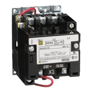 8502SAO12V02S - Square D - NEMA Contactor, Size 00, 9A, 3HP, 3-Pole, 120V, open