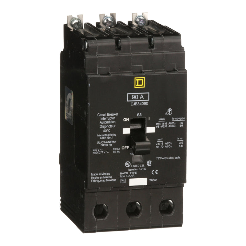 EJB34090 - Square D - 90A 3-Pole Branch Circuit Breaker