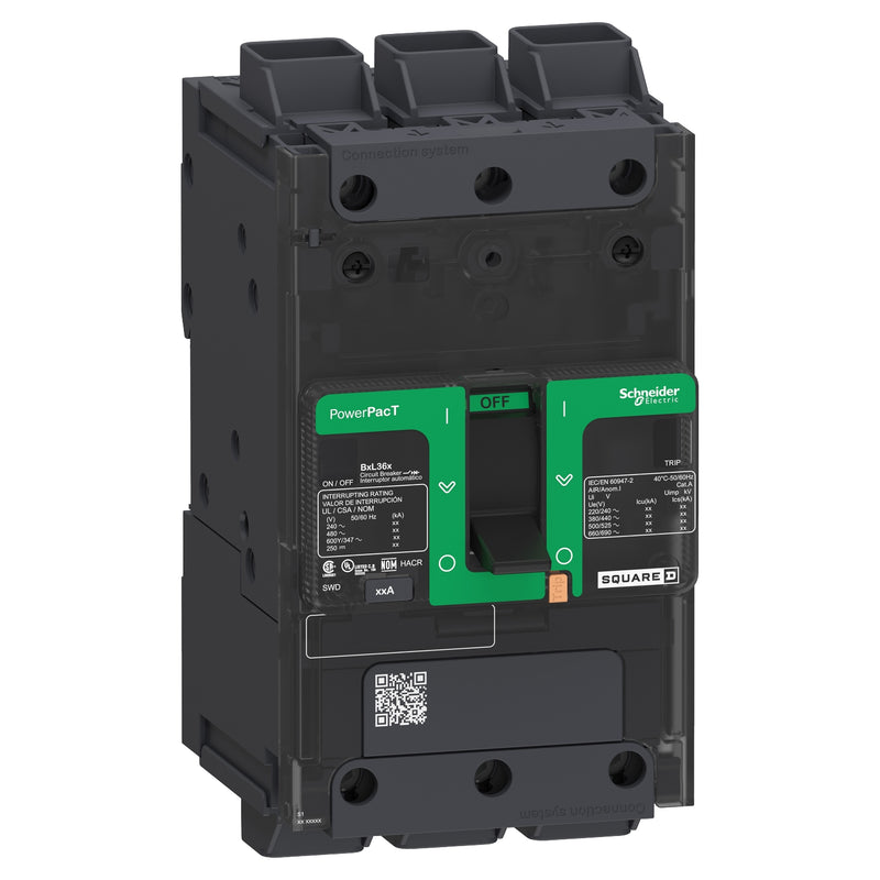 BDL36050 - Square D - Circuit breaker, PowerPacT B, 50A, 3-Pole, 600Y/347V, 14kA, lugs