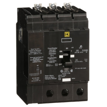 EDB34090SA - Square D - Mini circuit breaker, E-Frame, 90A, 3-Pole, 480Y/277V, 25kA
