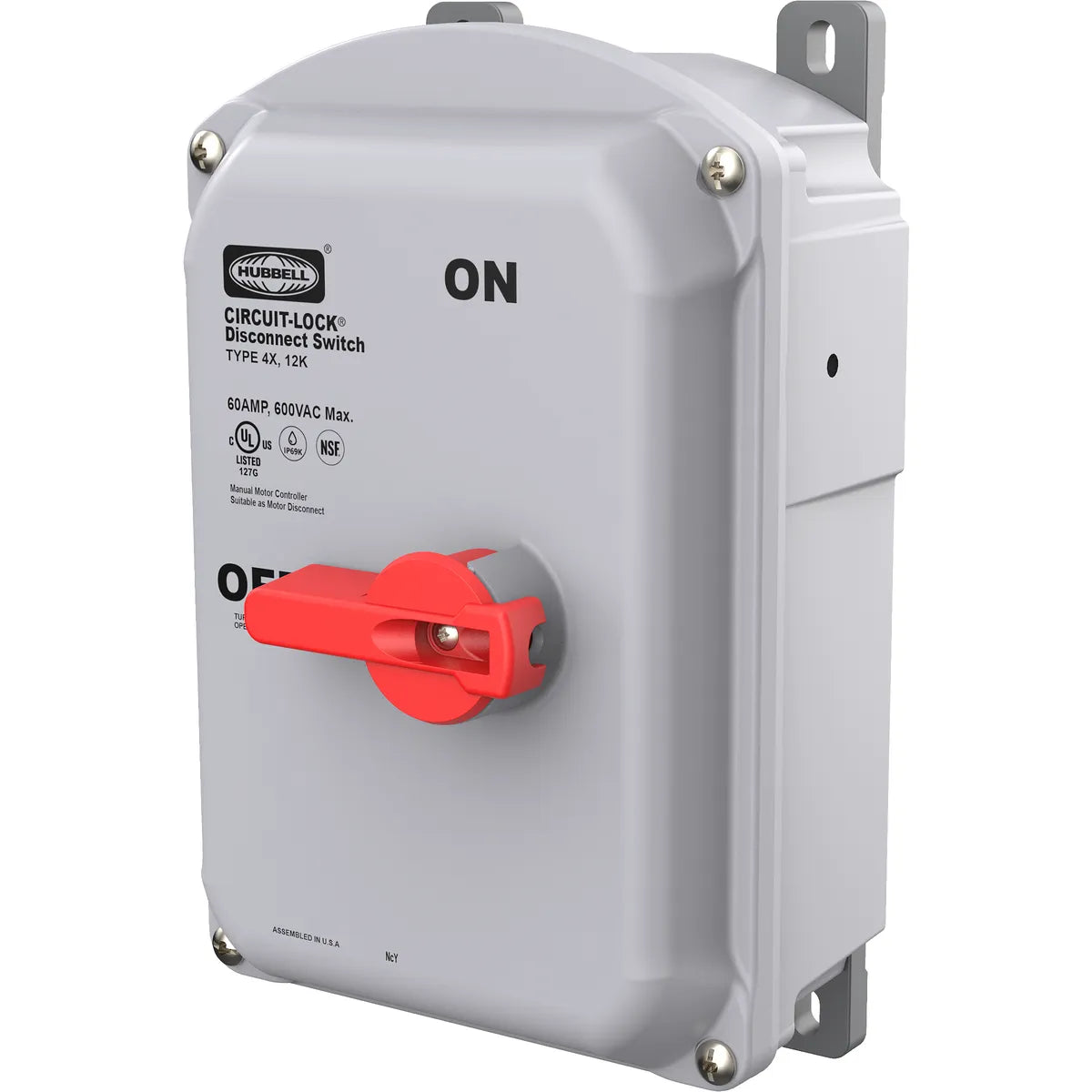 HUBHBLDS100AC - Hubbell - 100A 3-Pole Unfused Motor Disconnect, 600V AC, NEMA 4X