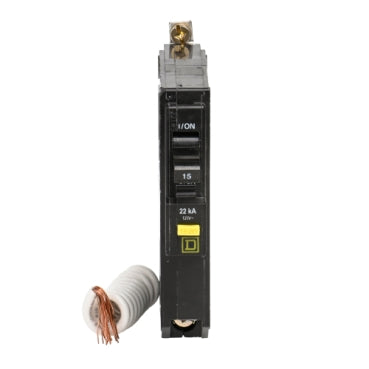 QOB115VHGFI - Square D - Mini circuit breaker, QO, 15A, 1-Pole, 120V, 22kA, bolt on