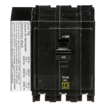 QO3401021 - Square D - Mini circuit breaker, QO, 40A, 3-Pole, 240V, 10kA, plug in, AC