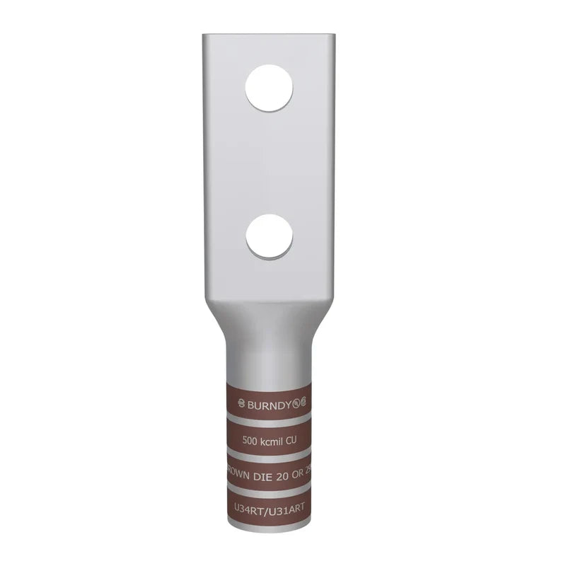 YA342N - Burndy - 1/2" Stud 2-Hole 1-3/4" Spacing Long Barrel Compression Terminal