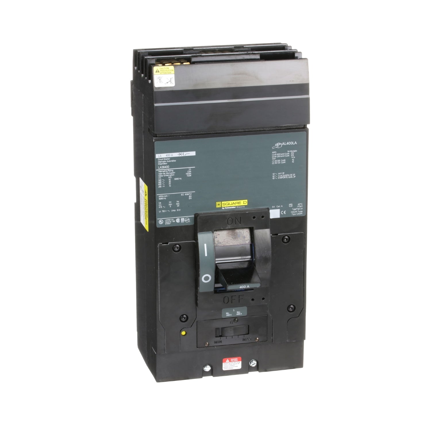 LA36400 - Schneider Electric - I-Line Plug-In 400 Amp 3 Pole 600 Volt Square D Molded Case Circuit Breaker
