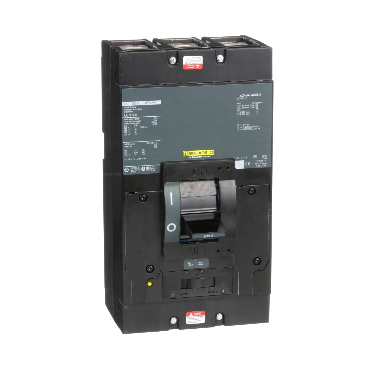 LAL36300 - Schneider Electric - Feed-Thru 300 Amp 3 Pole 600 Volt Square D Molded Case Circuit Breaker