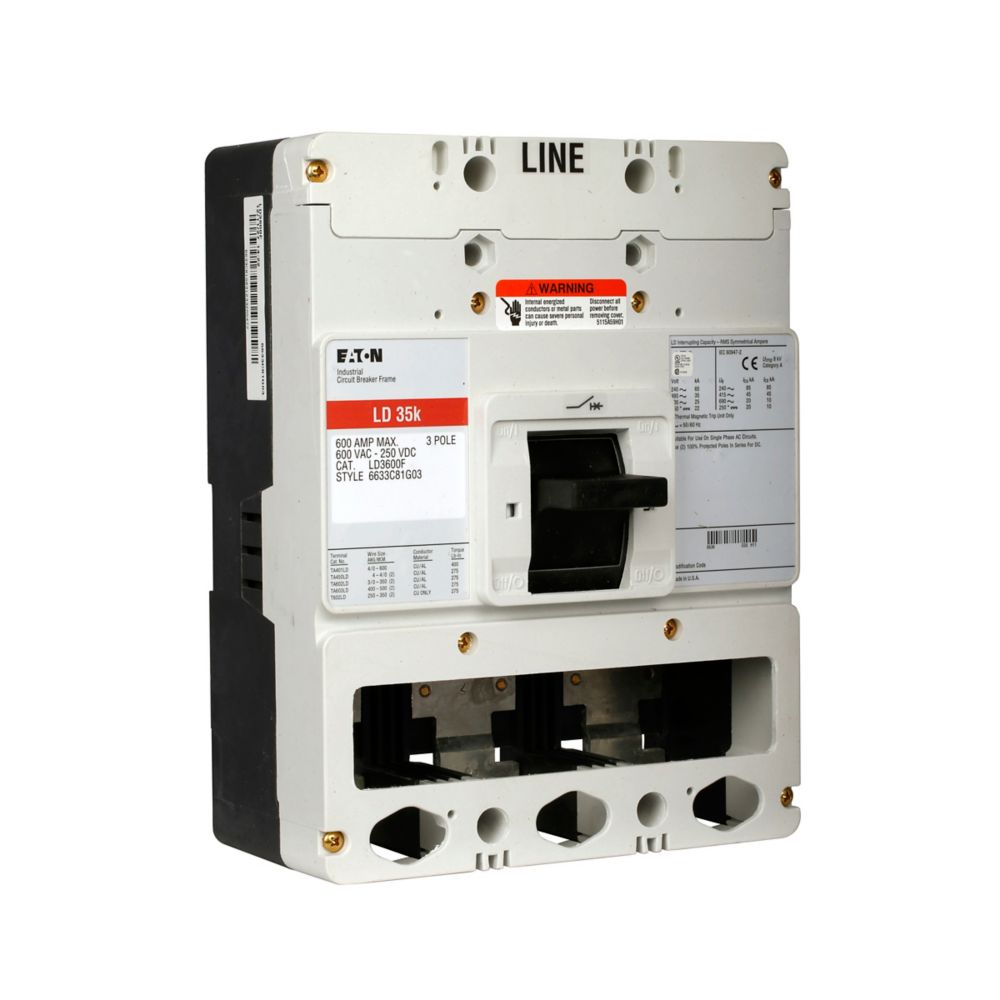 LD3600F - Eaton Cutler Hammer - 600A Three-Pole Circuit Breaker Frame