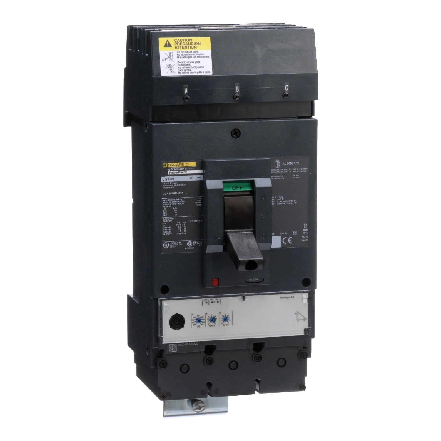 LGA36600U31X - Schneider Electric - I-Line Plug-In 600 Amp 3 Pole 600 Volt Square D Circuit Breaker