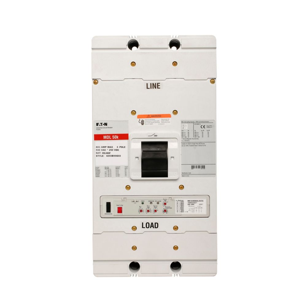 MDL3800 - Eaton Cutler Hammer - 800A Three-Pole Circuit Breakers