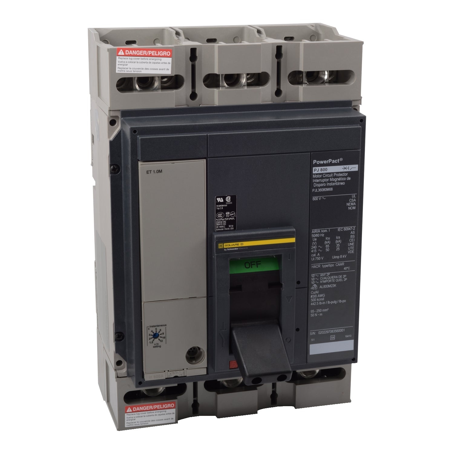 PJL36120U41A - Schneider Electric - Feed-Thru 1200 Amp 3 Pole 600 V Square D Molded Case Circuit Breaker