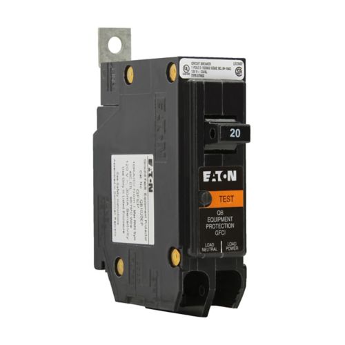 QB1020EP - Eaton - 20A Single-Pole 120/240V Bolt-On Equipment Protection QB GFCI Circuit Breakers