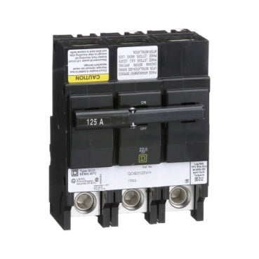 QOB3125VH - Square D - 125A 120 240VAC QO Bolt On Mini Circuit Breaker 3 Pole 22kA