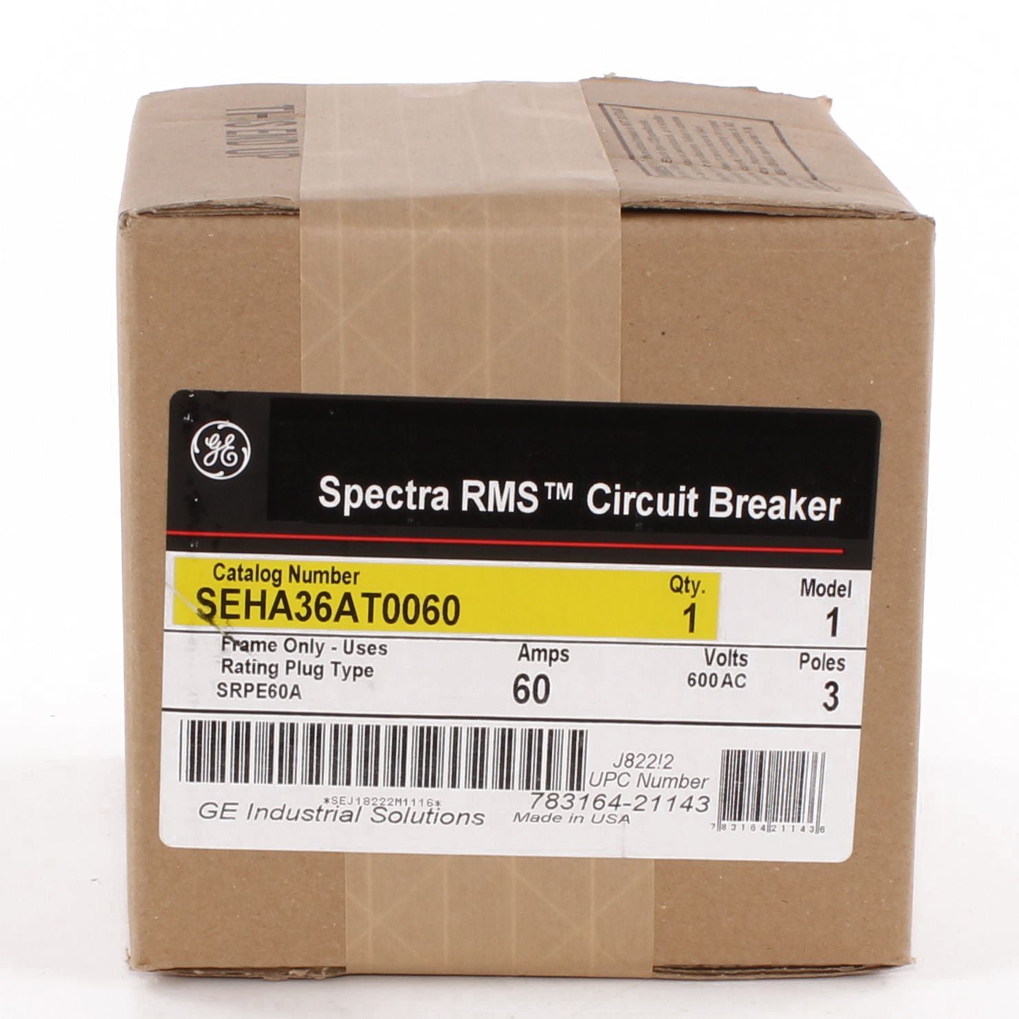 SEHA36AT0060 - General Electric - 60 Amp 3 Pole 600 V Circuit Breaker