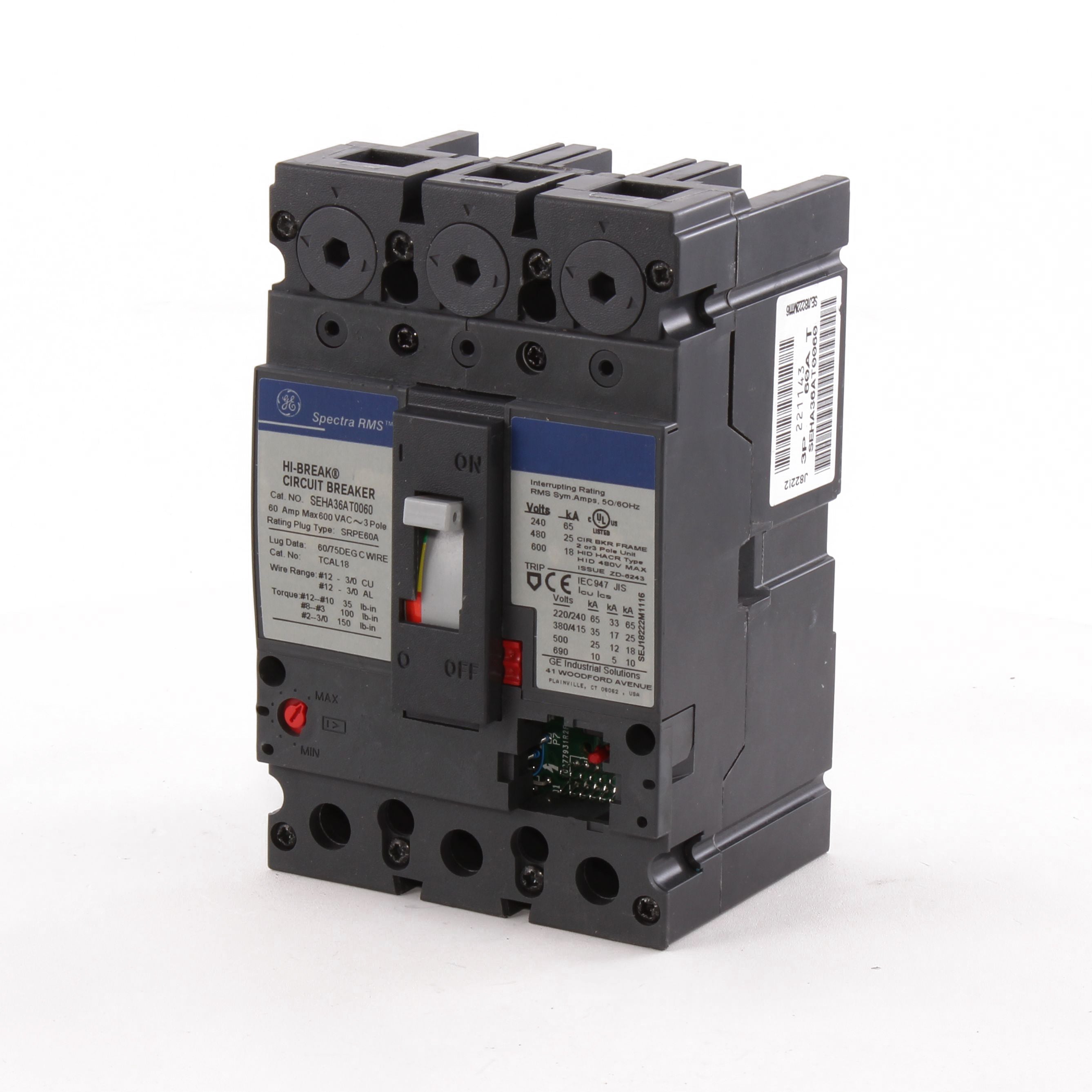 SEHA36AT0060 - General Electric - 60 Amp 3 Pole 600 V Circuit Breaker