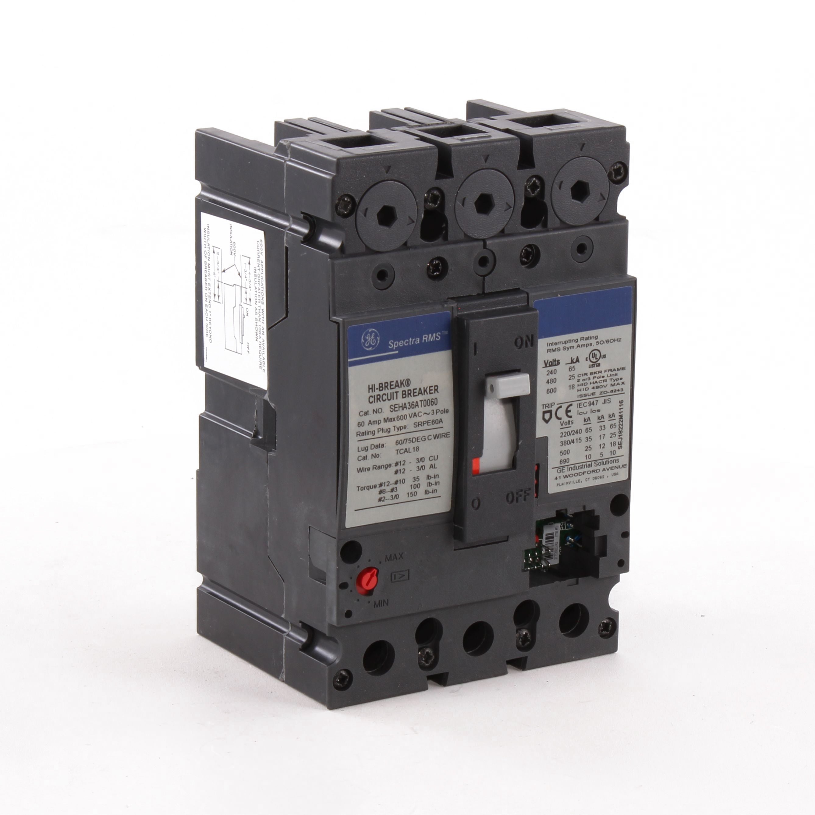 SEHA36AT0060 - General Electric - 60 Amp 3 Pole 600 V Circuit Breaker