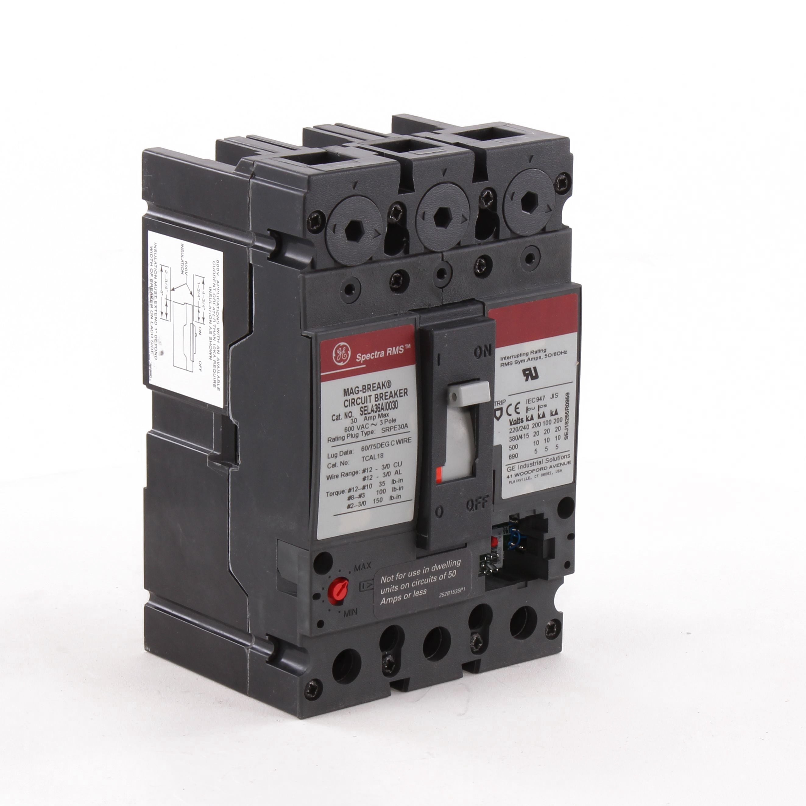 SELA36AI0030 - General Electric - 30 Amp 3 Pole 600 V Circuit Breaker