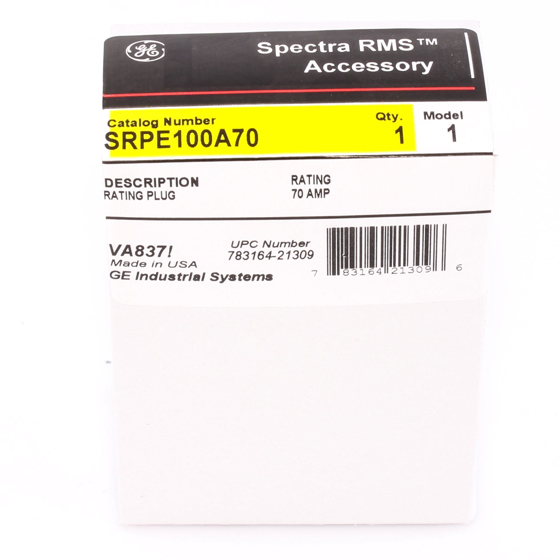 SRPE100A70 - General Electric - 70 Amp Circuit Breaker Rating Plug