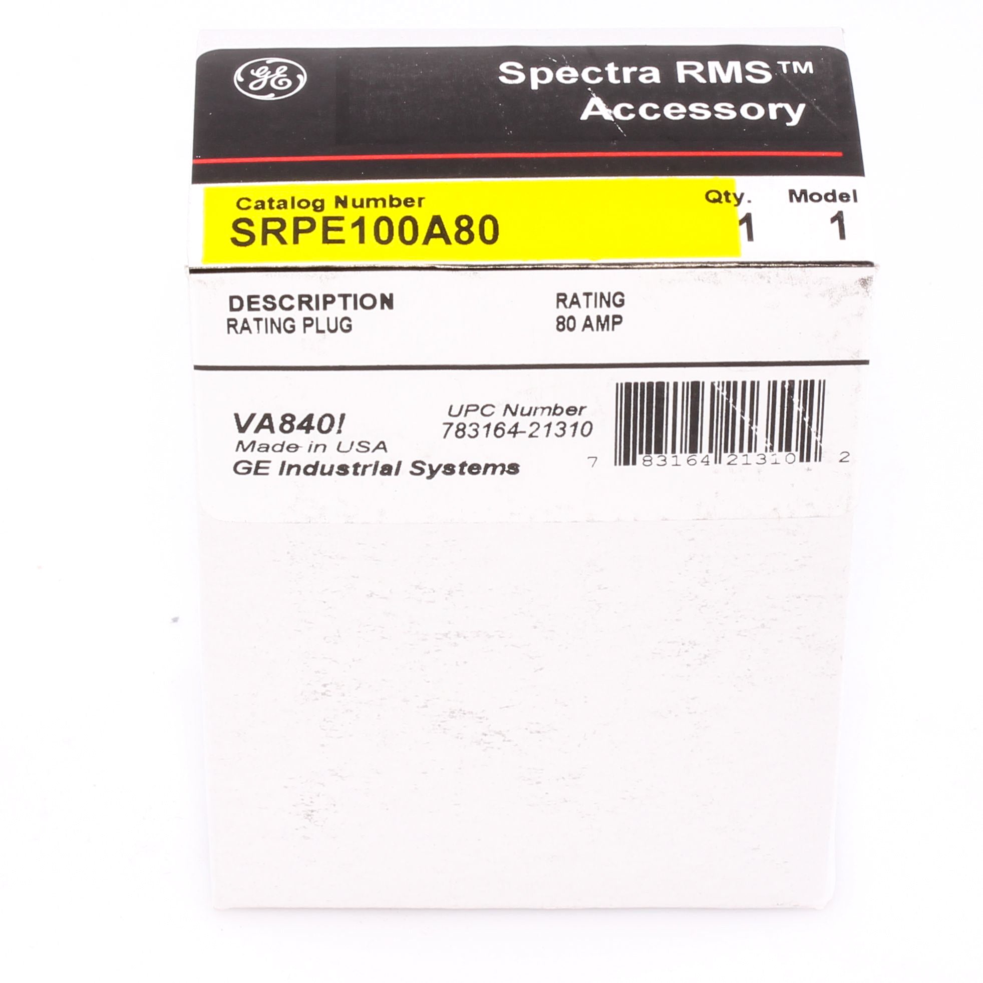 SRPE100A80 - General Electric - 80 Amp Circuit Breaker Rating Plug