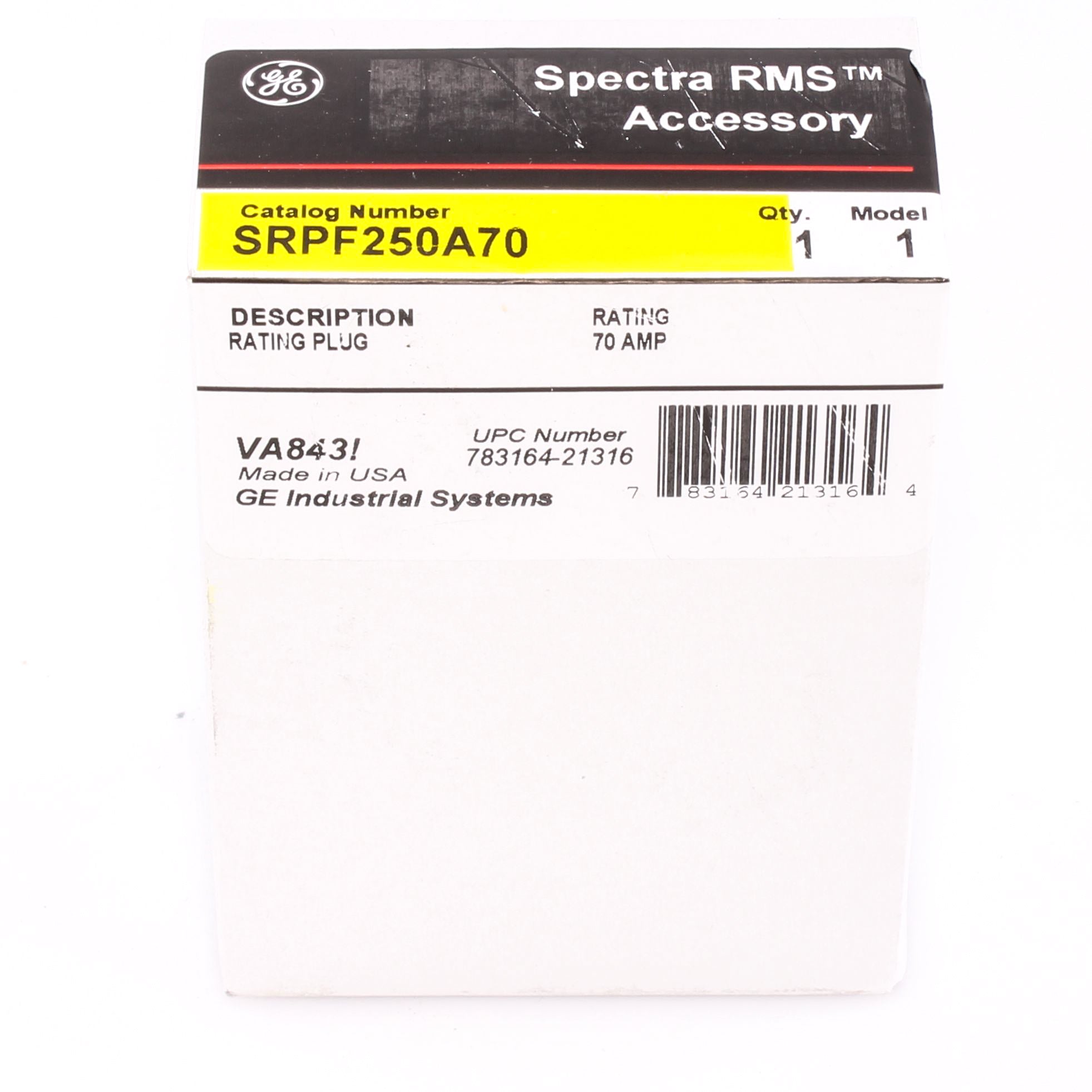 SRPF250A70 - General Electric - 70 Amp Circuit Breaker Rating Plug