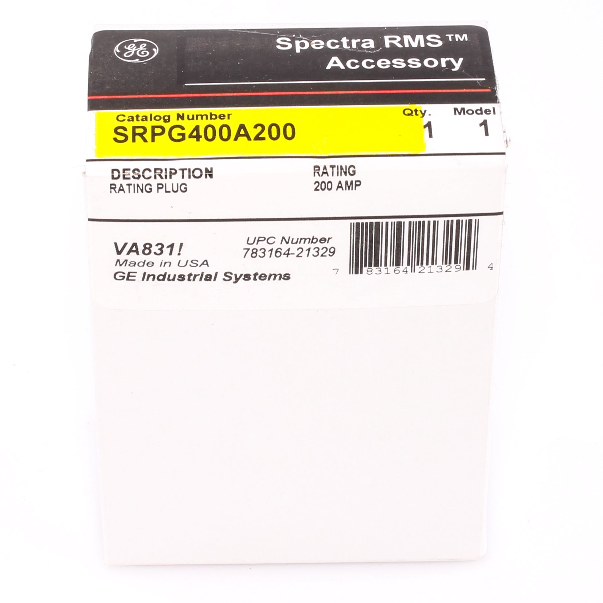 SRPG400A200 - General Electric - 200 Amp Spectra Series Rating Plug